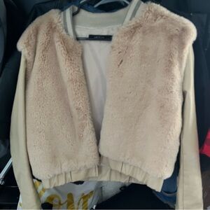 Pleather and faux fur Girls stylish Jacket.